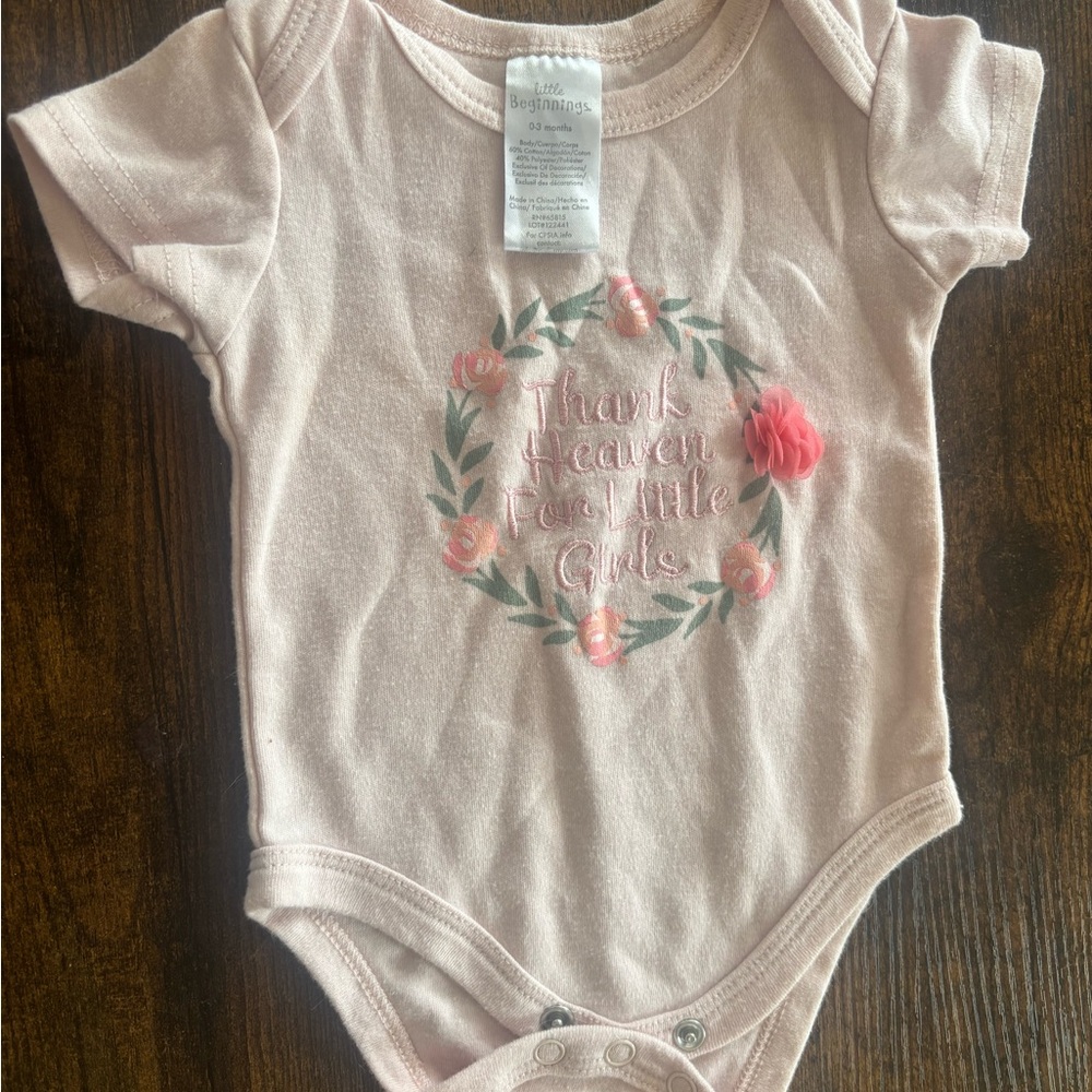 Pink Baby One Piece with Floral Design